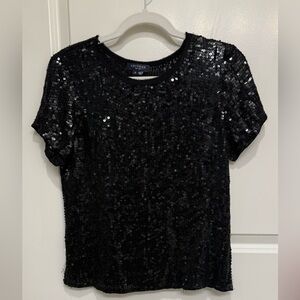 Gryphon NY Black Sequin Top Size S Party Evening
